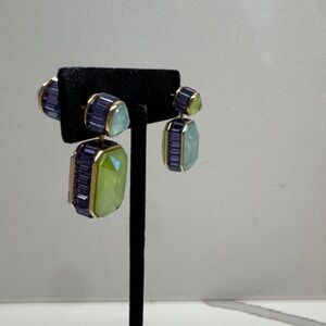 SWAROVSKI Elegant Green and Purple Stone Earrings Orobita Collection